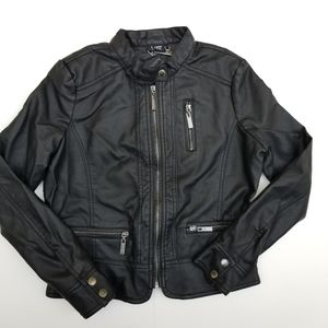 Girls Black Faux Leather Jacket